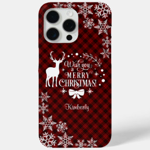 Chique rode buffel MERRY KERSTMIS Monogram iPhone 15 Pro Max Hoesje