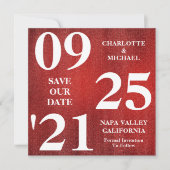 Chique Rode Glitter Sparkle Modern Save The Date Kaart (Voorkant)