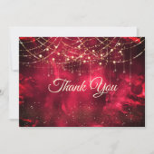 Chique rode gouden kerstverlichting bedankkaart (Voorkant)