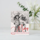 chique rode & roze kerstbomen één foto feestdagenkaart (Staand voorkant)