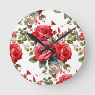 Chique Rode Rozen Bloemen Bloemstuk Klok