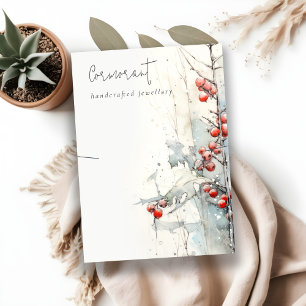 Chique rode sneeuw winterbessen Ketting houder Visitekaartje