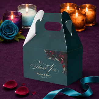 Chique Rode Turquoise Melancholische Gotische Bloe Bedankdoosjes