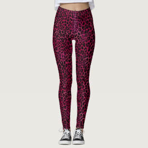 Chique rode zwarte luipaardprint leggings