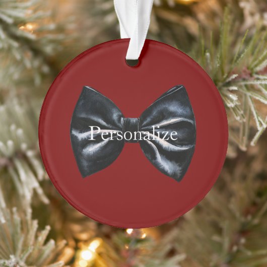 Chique rode zwarte stropdas gepersonaliseerd ornament (Boom)