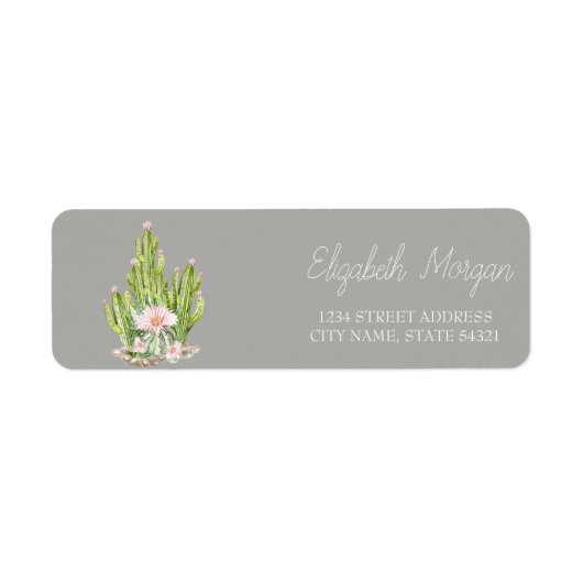 Chique Romantische Cactus Vetplant Bloemen Etiket (Voorkant)