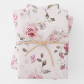 Chique Romantische Roze Rozen Bloemstuk Inpakpapier Vel (In situ)