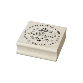 Chique Ronde Elegant Script Art Deco Retouradres Rubberstempel