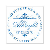 Chique Ronde Elegant Script Art Deco Retouradres Zelfinktende Stempel (Design)