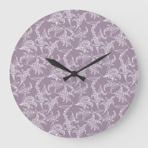 Chique ronde wandklok: Lelies-of-the-Valley, Mauve Grote Klok