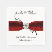 Chique rood lint en hart aangepaste papieren serve servetten (Voorkant)