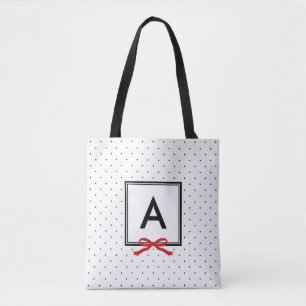 Chique rood lint polka dot patroon monogram draagtas