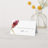 Chique rood roze bloemig en faux gouden bruiloft (Voorkant)