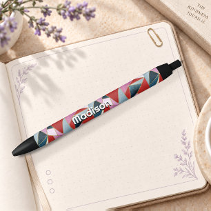 Chique rood roze grijs abstract geometrisch zwarte inkt pen