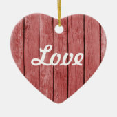 Chique rood rustiek hout keramisch ornament (Voorkant)