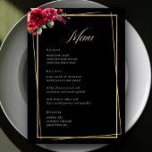 Chique rood zwart bloemenbruiloft menu