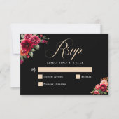 Chique rood zwart bloemenbruiloft RSVP kaartje (Voorkant)