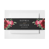 Chique rood zwart bloemenbruiloft uitnodigingen wikkel (Voorkant Voorbeeld)