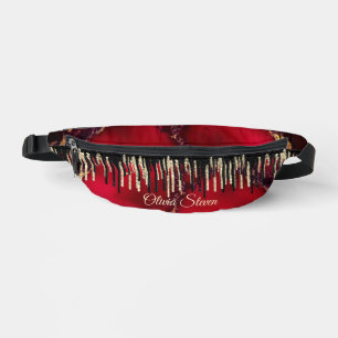 Chique rood zwart druppels glitter monogram bedruk heuptasje