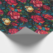 Chique roos bloem uniek inpakpapier (Hoek)