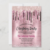 Chique roos blush roze druppelen monogram kerst kaart (Voorkant)