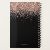 Chique Roos Goud Glitter Zwart Monogram 2024 Planner (Achterkant)