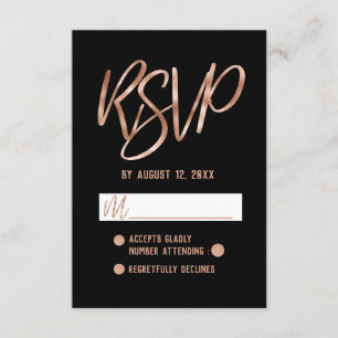 Chique Roos Goud Moderne Typografie Bruiloft RSVP Kaartje