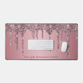 Chique Roos Goud Roze Glitter Drips Custom Bureaumat (Keyboard & Muis)