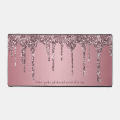 Chique Roos Goud Roze Glitter Drips Custom Bureaumat (Voorkant)