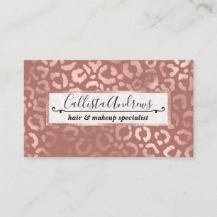 Chique Roos Goud Roze Leopard Cheetah Dierenprint Visitekaartje