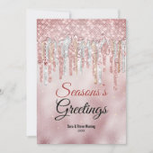 Chique roos gouden glitter druppels kerst nieuwjaa (Voorkant)