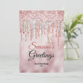 Chique roos gouden glitter druppels kerst nieuwjaa (Staand voorkant)