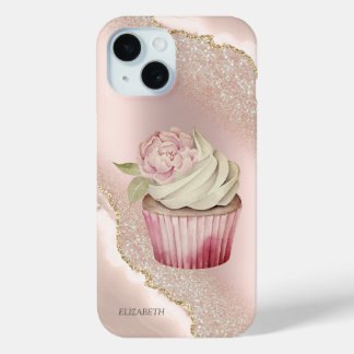 Chique Roos Gouden Glitter Marmeren Cupcake