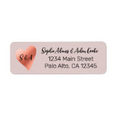 Chique Roos Gouden Hart Bruiloft Retouradres Etiket (Voorkant)