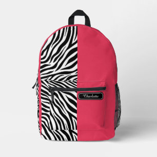 Chique Rouge Rood Zwart en Wit Zebra Print Tiener Bedrukte Rugzak