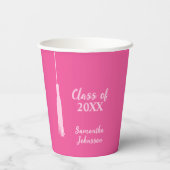 Chique roze Afstudeerder Tassel gepersonaliseerd A Papieren Bekers (Achterkant)