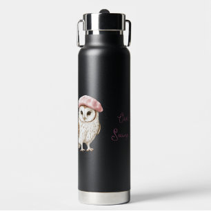 Chique Roze Baret Bruine Witte Uil Tot Geringe Zie Waterfles