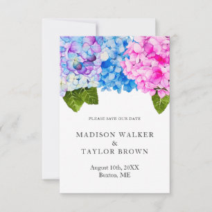 Chique Roze Blauw Waterverf Bloemen Hydrangea Brui Save The Date