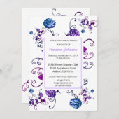 Chique roze bloem bruiloft uitnodiging (Voorkant / Achterkant)