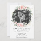 Chique Roze Bloem Foto Save the Date Kaart (Voorkant)
