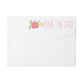 Chique Roze Bloem Groene Bladeren Save The Date (Achterkant)