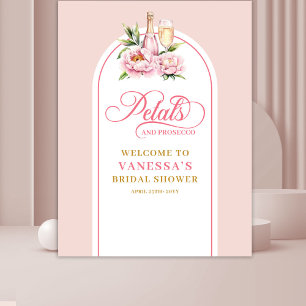 Chique roze bloemblaadjes en prosecco bruidsfeest  wandkleed