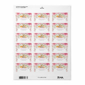 Chique roze bloemenbos dieren retouradres etiket (Full Sheet)