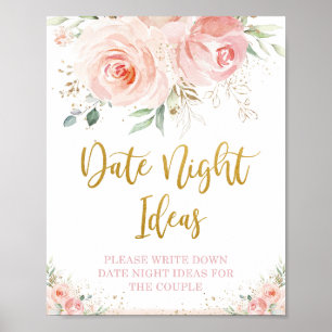 Chique Roze Bloemengoud Date Night Ideeën Bord Poster