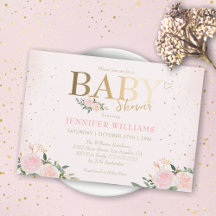 Chique roze bloemengoud meisje Baby shower