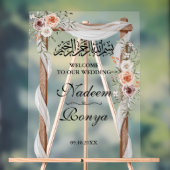 Chique roze bloemenmoslim islamitische arabische p acryl bord (Neutraal)