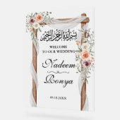 Chique roze bloemenmoslim islamitische arabische p acryl bord (Hoek)