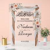 Chique roze bloemenmoslim islamitische arabische p acryl bord (Huwelijk)