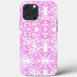 Chique roze  bloemmotief iPhone 13 pro max hoesje