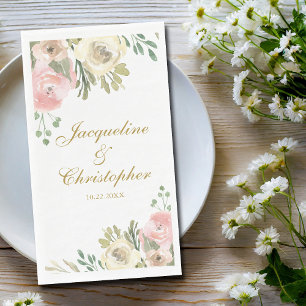 Chique Roze Bloemstuk Gouden Trouw Servet